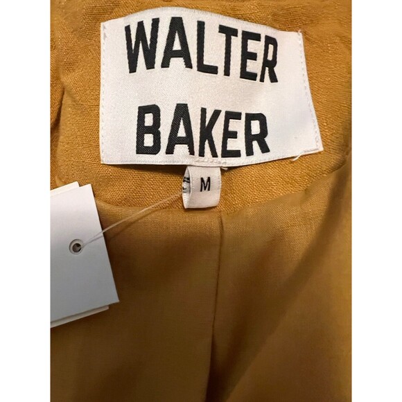 Walter Baker Jacket Womens M Kira Linen Oversized Long Blazer Yellow Preppy New - Picture 12 of 13